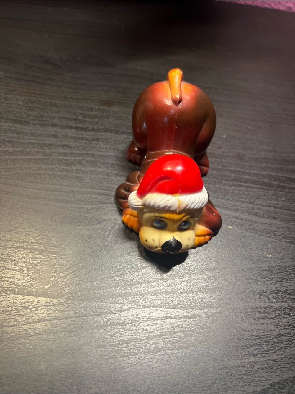Vintage Christmas Santa Hound Dog Puppy Beagle Plastic Figurine Statue